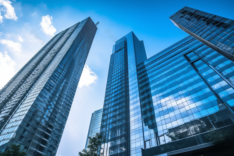 蓝天下城市中心的高楼大厦背景,高清,摄影图,摄影图片,图片大全,摄影图免费下载